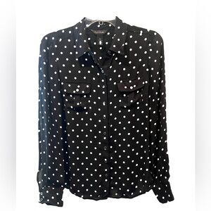 White House Black Market Polka Dot Button-Up Blouse